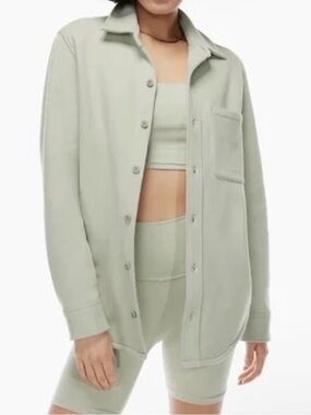 Tna Cozy Fleece Boyfriend Buttondown ~ XS ~ Sage Green